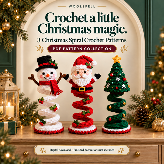 Christmas Spiral Crochet Pattern Bundle – Snowman, Santa & Tree | PDF