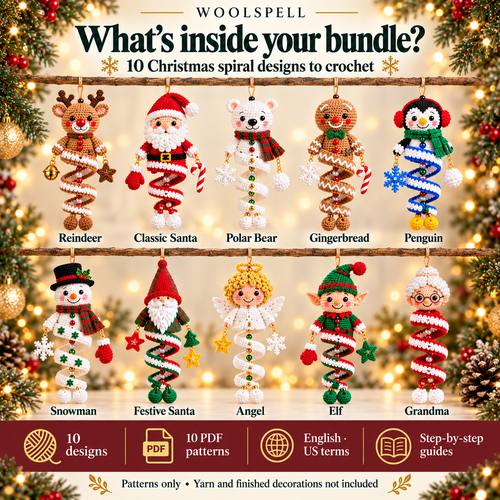 Christmas Spiral Ornament Crochet Pattern Bundle
